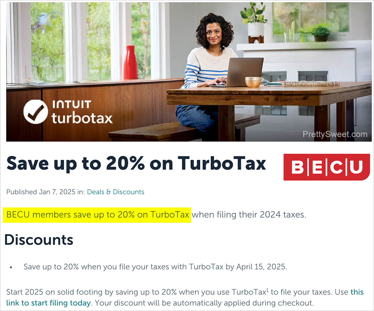 becu turbotax discount page