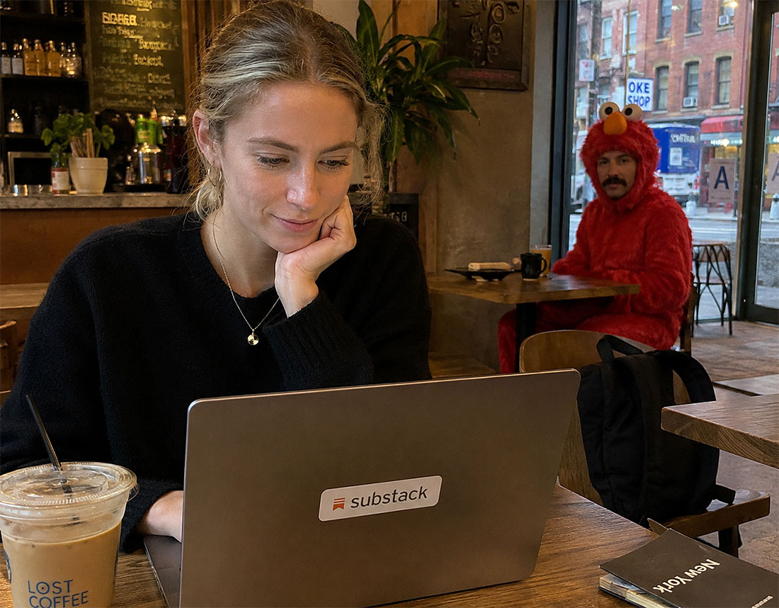 substack writer laptop